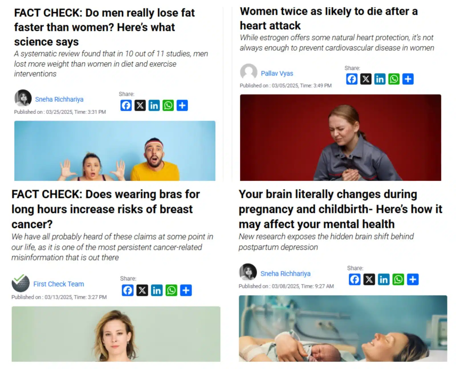 First Check focused on women centric stories in the month of March.Click here to see all the latest women’s health related stories.